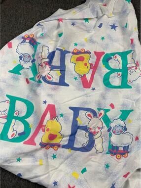 VTG 90s Baby Crib Fitted Sheet ABC Theme Made in USA